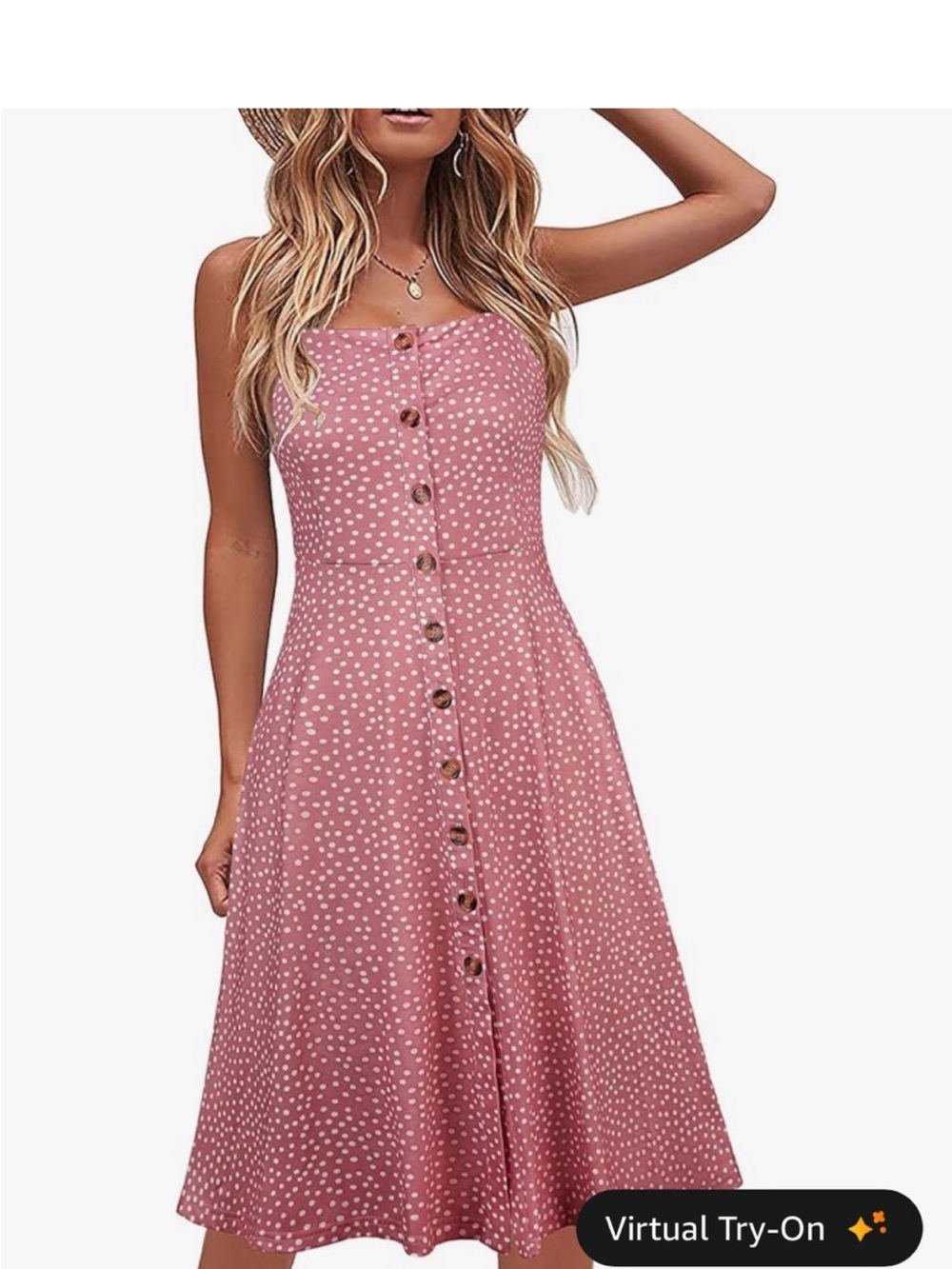 Polka Dot Button-Front Mini Dress in Pink